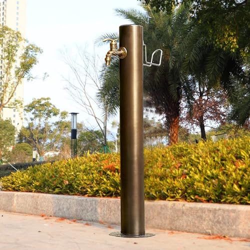 Columna de agua para jardín al aire libre, dispensador de grifo de acero inoxidable, soporte de manguera independiente para montaje en suelo