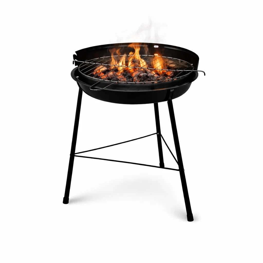 BBQ Grill Patio Portable Charcoal Outdoor Basic Barbecue Grill Round Durable Fire Bowl with Cooking Grate & Stand - Compact Garden, Caravan, Campervan & Camping Grill 13 inches