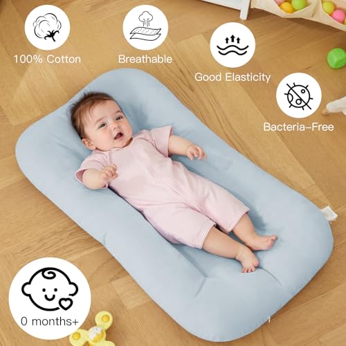 Image of Baby Lounger for Newborn, Bionic Design Baby Lounger, Soft Organic Cotton Breathable Lounger for Infants 0-24 Months (Apricot)
