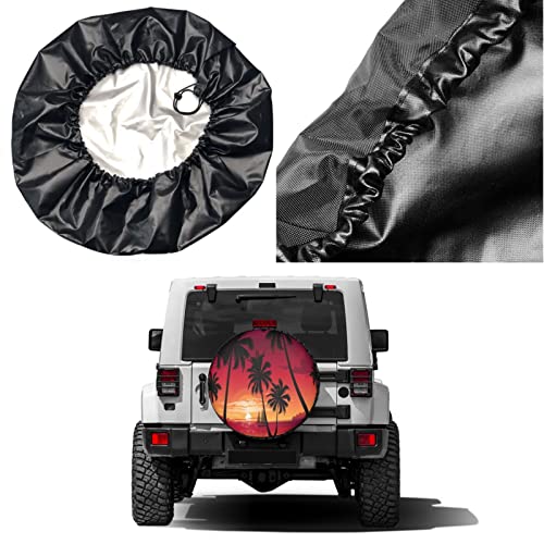 Image of Sunset Beach Palm Spare Tire Cover Dust-Proof Wheel Tire Cover Fit Trailer, RV, SUV and Many Vehicle 16 Inch