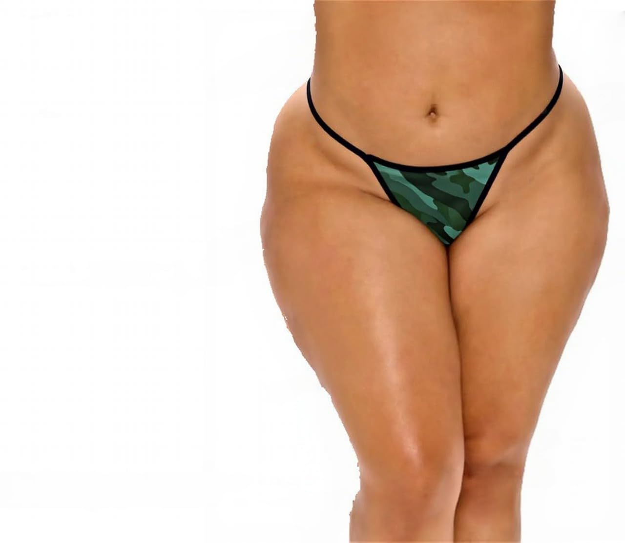 Women's Camouflage Print String Bikini Bottom, Army Green