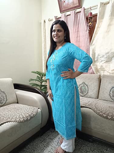 Image of Aarohi Home Decor Women's Cotton Lehriya Print Straight Kurta || Women Lehriya Febric Cotton A-line Kurta || Kurta for Women