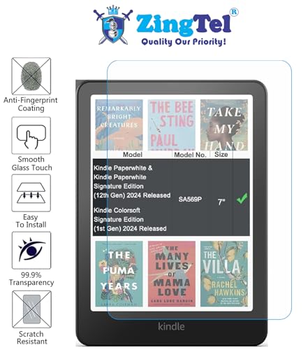 Image of Screen Guard Designed For Kindle PaperWhite /Paperwhite Kids /ColorSoft /Paperwhite Signature 7 Inch 2024 Nano Fiber Tempered Glass Screen Protector Flexible, HammerProof & Shatterproof