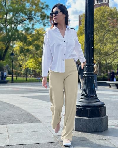 Image of Promover Wide Leg Pants for Woman Yoga Pants with Pockets Stretch