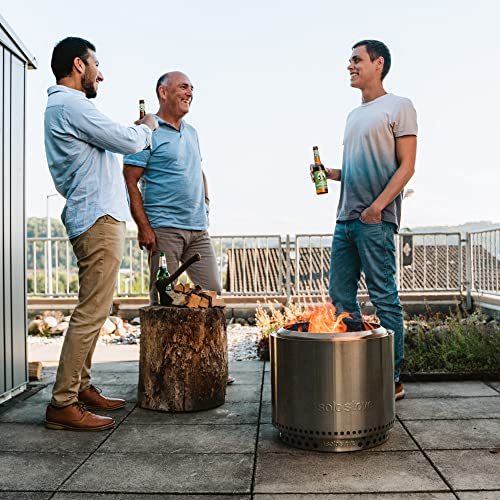 Solo Stove Bonfire with Stand Portable Fire Pit Stainless Steel Fire Pits Wood Burning and Low Smoke Camping Stove | 19.5x14 Inches Outdoor Fire Pits