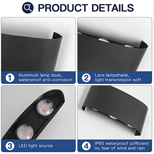 2 Pack Lampada da Parete Esterno/Interno LED