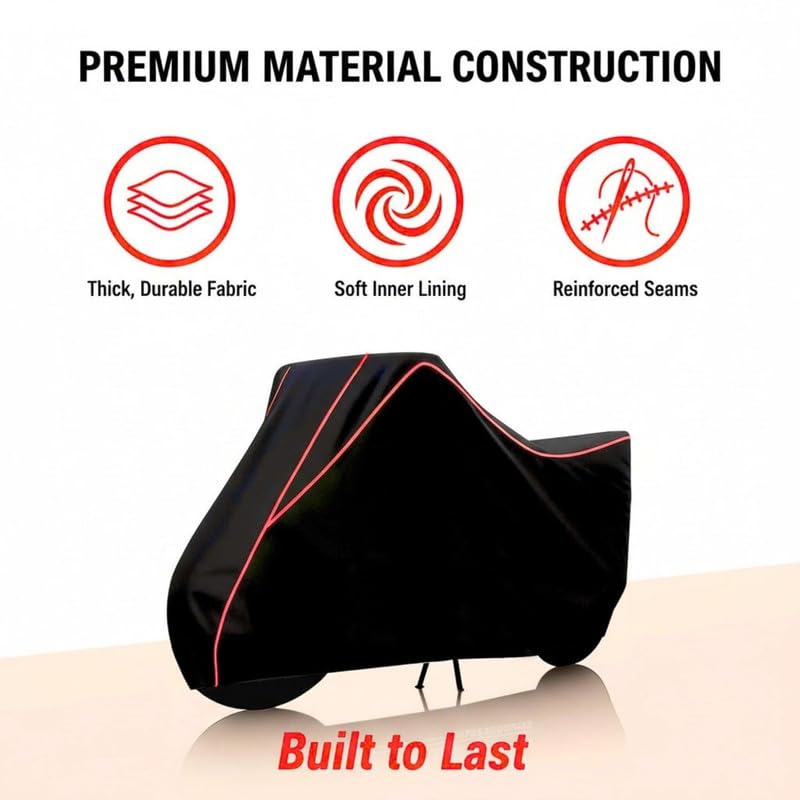 Image of Avon E Star BS6 Scooty Bike Cover Water Resistant Outdoor Use Universal Fit Scooters Motorcycles Heavy Duty UV Protection Dust Rain Scratch Resistant Elastic Bottom Black Blue Piping