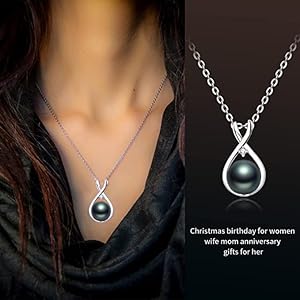 Gifts for wife women anniversary tahitian black pearl necklace mom girlfriend her fine jewelry mothers day valentines christmas birthdays gift  urban country home decor