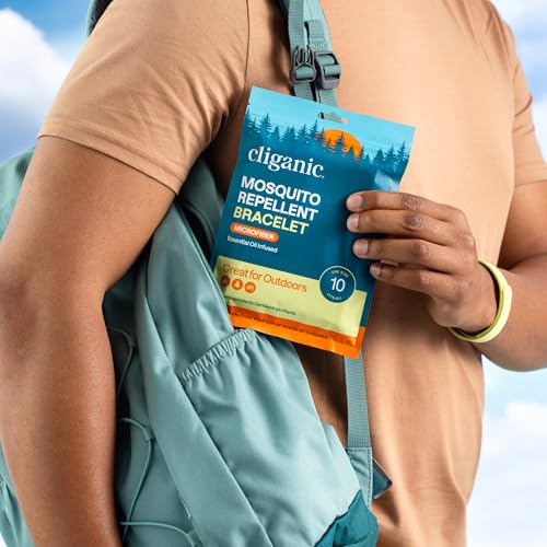 cliganic mosquito repellent microfiber bracelets 10 count - for adults and kids deet free wristbands