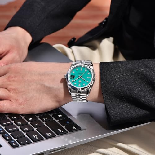 Image of RollsTimi Automatic Men's Watch, NH35A Movement, 40mm Stainless Steel Case Waterproof Wrist Watch for Men Luminous Hands & Day Display, Stylish for Business, Casual & Sports