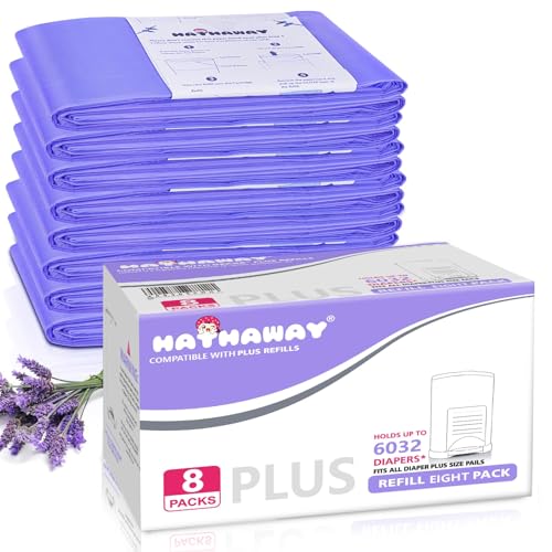 Image of Refills Compatible with Plus Diaper Pail Refills 8 Pack Diaper Pail Liners with Lavender Scent