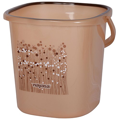 Image of Nayasa Plastic Bucket and Mug Set, 18 Litre Heavy Duty Water Bucket with Matching Mug, BPA-Free Durable Bathroom Bucket for Bathing, Cleaning, Laundry & Household Use, Brown