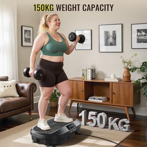 Image of FLYBIRD Vibration Plate Exercise Machine for Lymphatic Drainage, Adjustable Levels Full Body Workout, Curved Vibration Plate with Powerful Motor for Weight Loss Fat Burner, Home Fitness Equipment