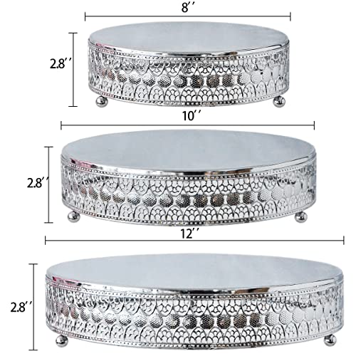 Feictpox Cake Stand Set Of 3 Metal Cupcake Stands Dessert Display Plate For Wedding Party Birthday … (Silver) #TOP6