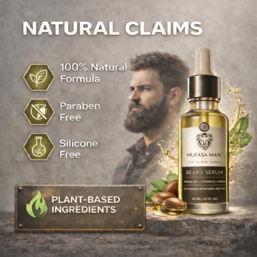 Image of Mufasa Men Beard Growth Serum for Men 30ml - Patchy Beard Solution, Helps Support Thicker Fuller Beard - Lightweight Beard Care & Grooming Serum for Soft Healthy Beard | Beard Serum For mens