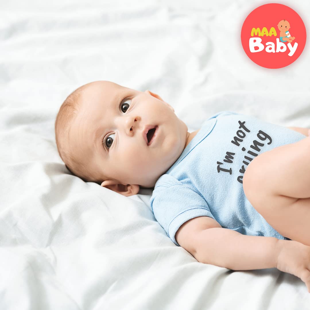 MA Baby Boys n Baby Girls Printed Cotton Baby Bodysuits Onesie Romper t Shirt for New Born Infant Toddlers Baby Dress Clothing Set of 4 (Multicolour 6-9 Months) 3