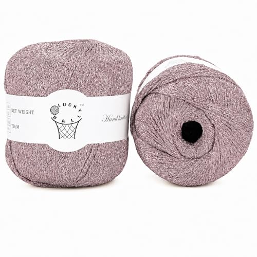 Image of 80g Sparkle Silver Lurex Thread Shining Yarn, Metallic Crochet Thread Yarn for Crocheting, Sparkle Metallic for Knitting Clothes, Car Charm, Keychain Charm(Rose Gold)