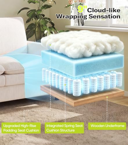 Image of Welzona 3-Layers Cloud Loveseat Sofa, 51 inch Corduroy Small Couch, Small Sofa