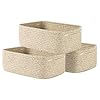Small Woven Basket 12 x 8 x 45 Inches Storage Basket for Organizing Cute Small Rope Shelf Closet Cube Storage Bins Baskets for Shelves Dog Toy Basket Gift Baskets Empty 3 Packs Mixed Brown