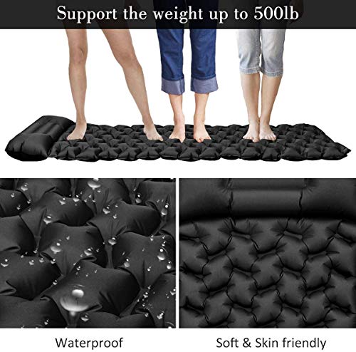 Foto von Isomatte Camping Ultraleicht Outdoor Camping Isomatte Aufblasbare mit Kissen - wasserdichte Faltbar Luftmatratze, Kleines Packmass Campingmatte für Camping Sport Wandern Reisen Backpacking