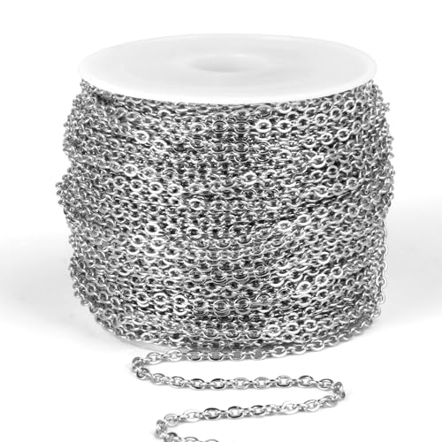 66FT Stainless Steel Chain Bulk 2mm Cable Chains Roll for Jewelry Making