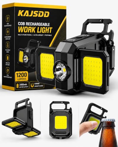 Image of Mini Rechargeable Keychain Light,Emergency Flash Light, High Lumen Super Bright LED Mini Torch Light, Portable COB Light with Magnet,Bottle Opener for Dog Walking,Car Repair,Emergency,Camping