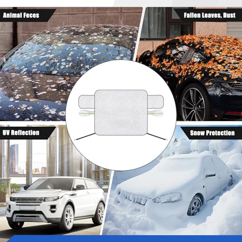 Image of Windshield Cover for Ice and Snow, Car Windshield Cover with Magnets & 2 Side Mirror Covers, 4 Layers Thickened Windshield Cover for Snow, Ice, Frost, Dust, UV