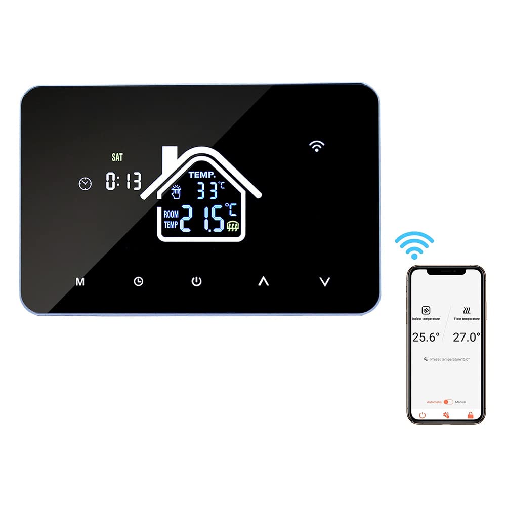 Aoresac Smart Thermostat Temperaturregler, Elektroheizung LCD Display Touchscreen Wochenprogrammierbare Elektrische Fußbodenheizungs Thermostate für Haus Schule Büro Hotel