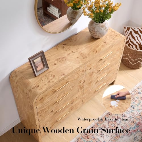 Image of Curved Drawer Dresser for Bedroom with 8 Drawers, 54'' Wide Chest of Drawer