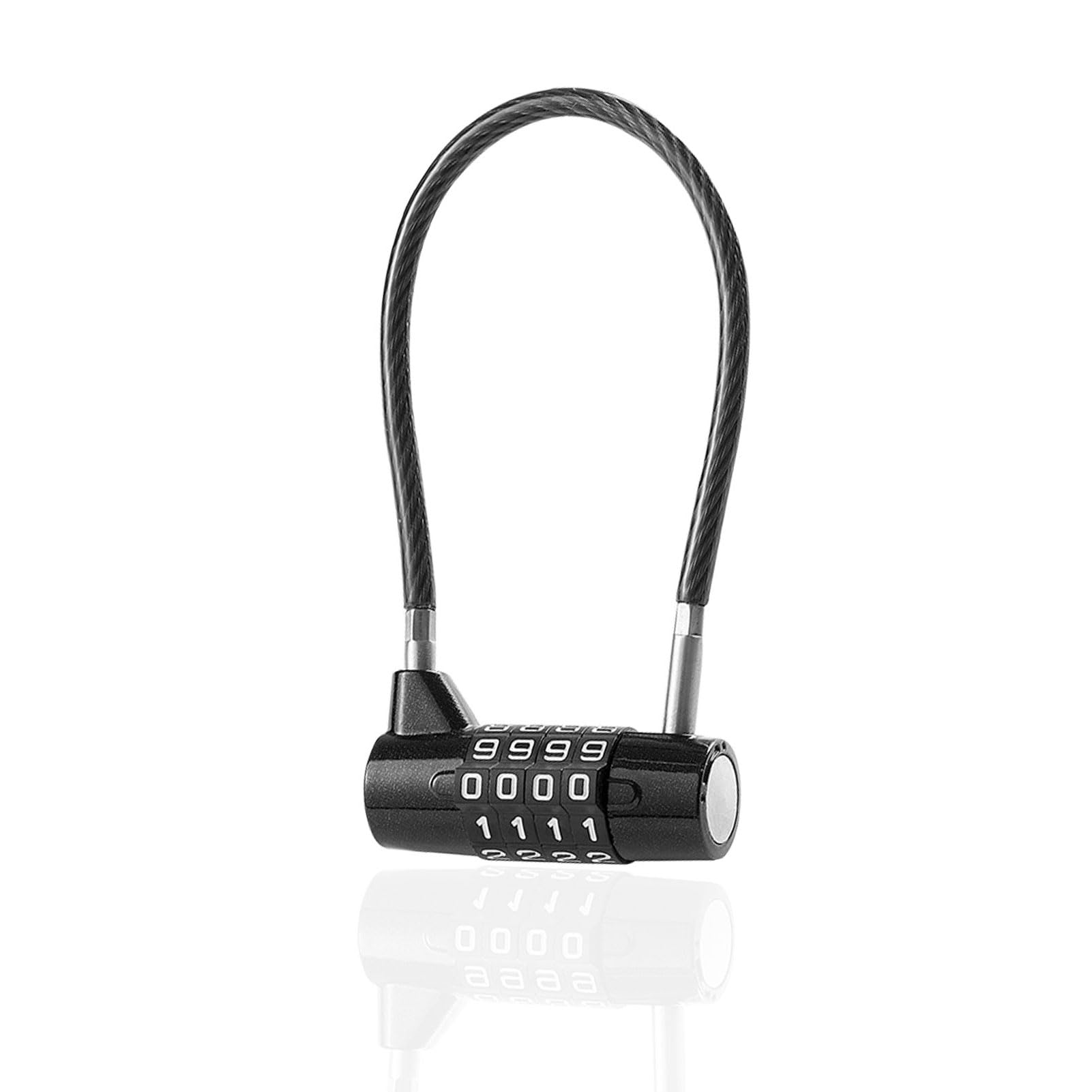 4 Digit Combination Padlock,Resettable Long Shackle Padlock,Steel Cable Padlocks with Code,Waterproof Outdoor Safety Long Shackle Padlock for Sheds,Gyms,Suitcase,Lockers,Toolbox