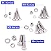 Glarks 665Pcs M3 M4 M5 M6 Stainless Steel Flat Hex Head Screws Bolts Nuts and Flat Gasket Spring Washers Assortment Set