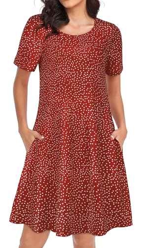 Image of Womens Summer Dresses Beach Casual Loose Tshirt Floral Short Sleeve Flowy Pockets Sundresses 2026