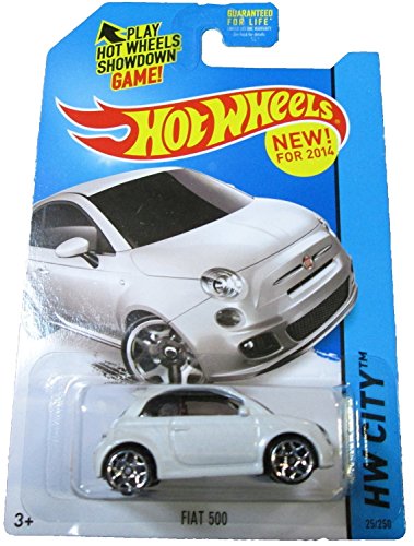 Hot Wheels 2014 HW City Fiat 500 25/250, White miniatura 1