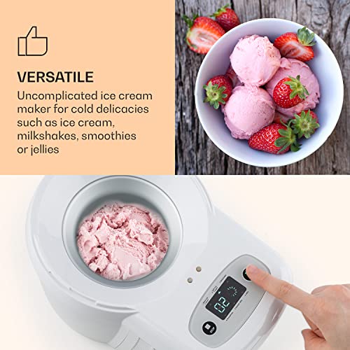 Klarstein Schneeflöckchen - Eiscremebereiter, Eismaschine, Speiseeismaschine, thermoelektrisches Kühlsystem, 700 ml, 0,3 Liter, 6 Programme, weiß – Bild 5