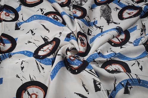 Image of Ethnics of Kutch Womens's Ajrakh Modal Silk Natural Dye Hand Block Print Unstitched Kurta Fabric