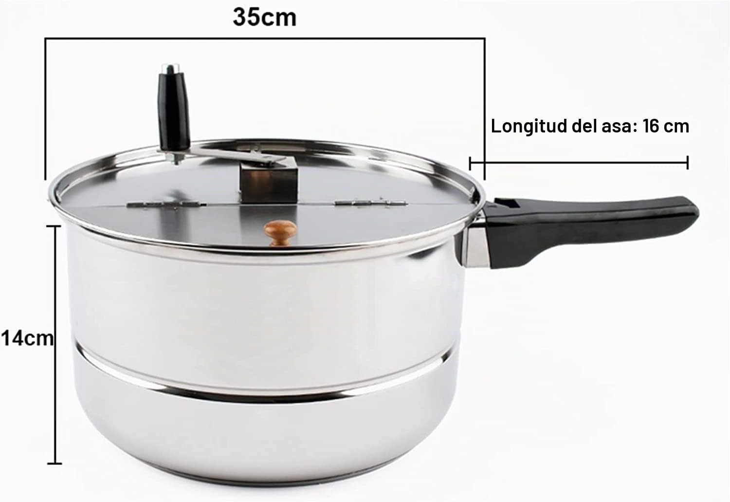 Máquina de Palomitas de maíz, Estufa de Gas de Acero Inoxidable, Olla de Palomitas de maíz Comercial, máquina Manual Antiadherente para Hacer Palomitas de maíz