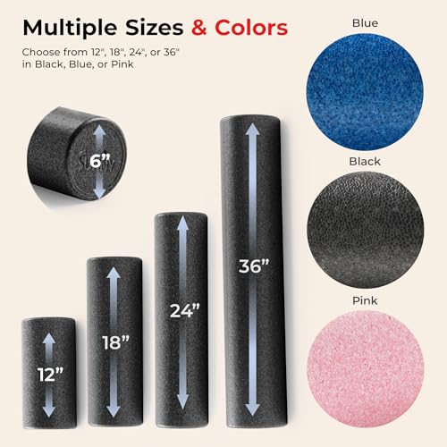 Sunny Health & Fitness 18" Black High-Density Yoga Foam Roller - image 4