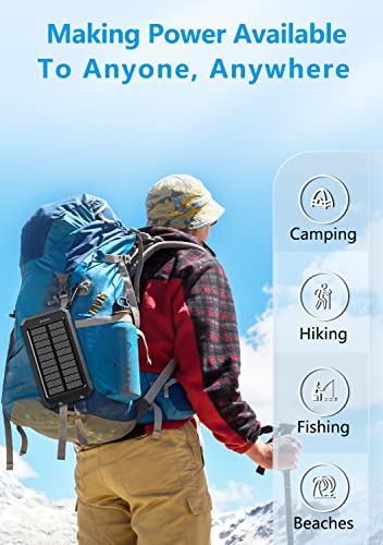Portable Charger Solar Power Bank 25000Mah Waterproof External Battery Pack With Dual 5V Usb Outputs For All Cellphones, Tablets Electronic Devices, Bright Led Flashlight Perfect For Camping & Hiking #TOP6