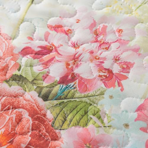 NEWLAKE Quilt Bedspread Sets- Dreamy Flowers Reversible Coverlet Set,Queen Size