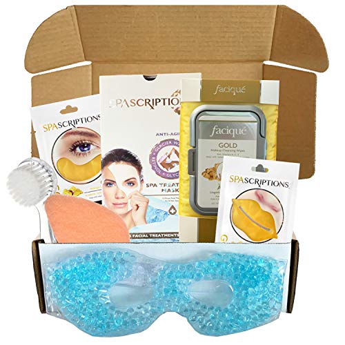 Facial Kit For Women - Includes Facial Mask, Facial Makeup Wipes, Nose Strips, Facial Cleansers, Facial- Self Care Package For Women (Gold Facial Kit)