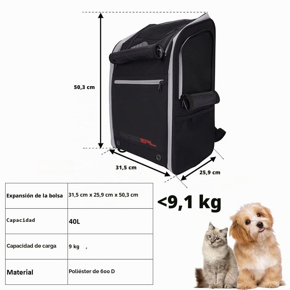 Mochila de Mascotas,Bolsas de Transporte Perros Gatos Moto | Transportadores de Mascotas Mejorados,Capacidad de Carga Portátil,Mochila Plegable para Perros