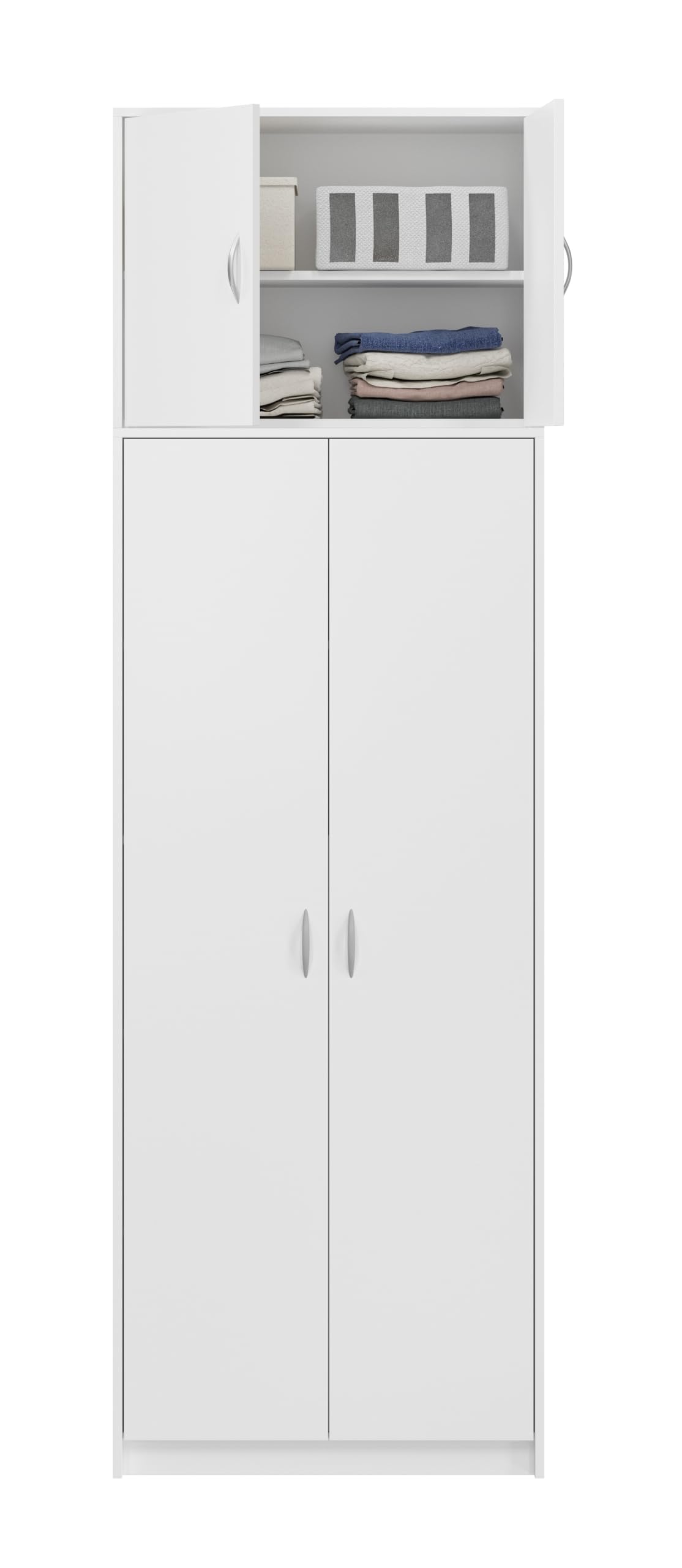 Armadietto alto da ufficio Armadietto multiuso, con 4 ante e 7 scomparti, 235 x 74 x 35 cm (Bianco)