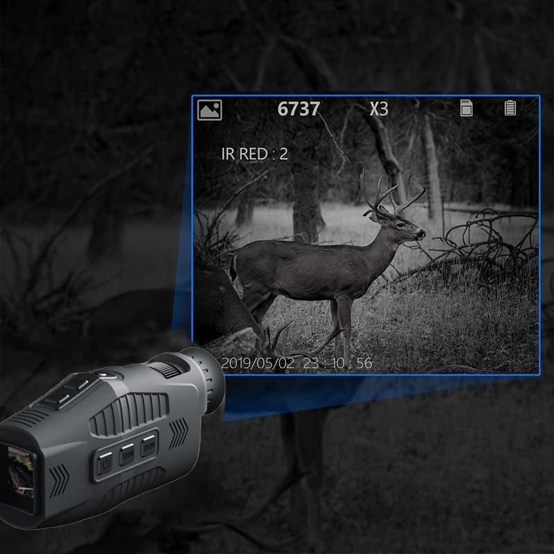 Miniatura 5 de IRIS 8X - Monocular infrarrojo de visión nocturna digital con zoom, batería recargable, retícula de orientación para explorar y hacer senderismo