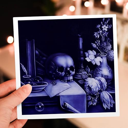 Cartes de vœux Halloween Crânes haut de gamme format carré 6 pouces lot de 12