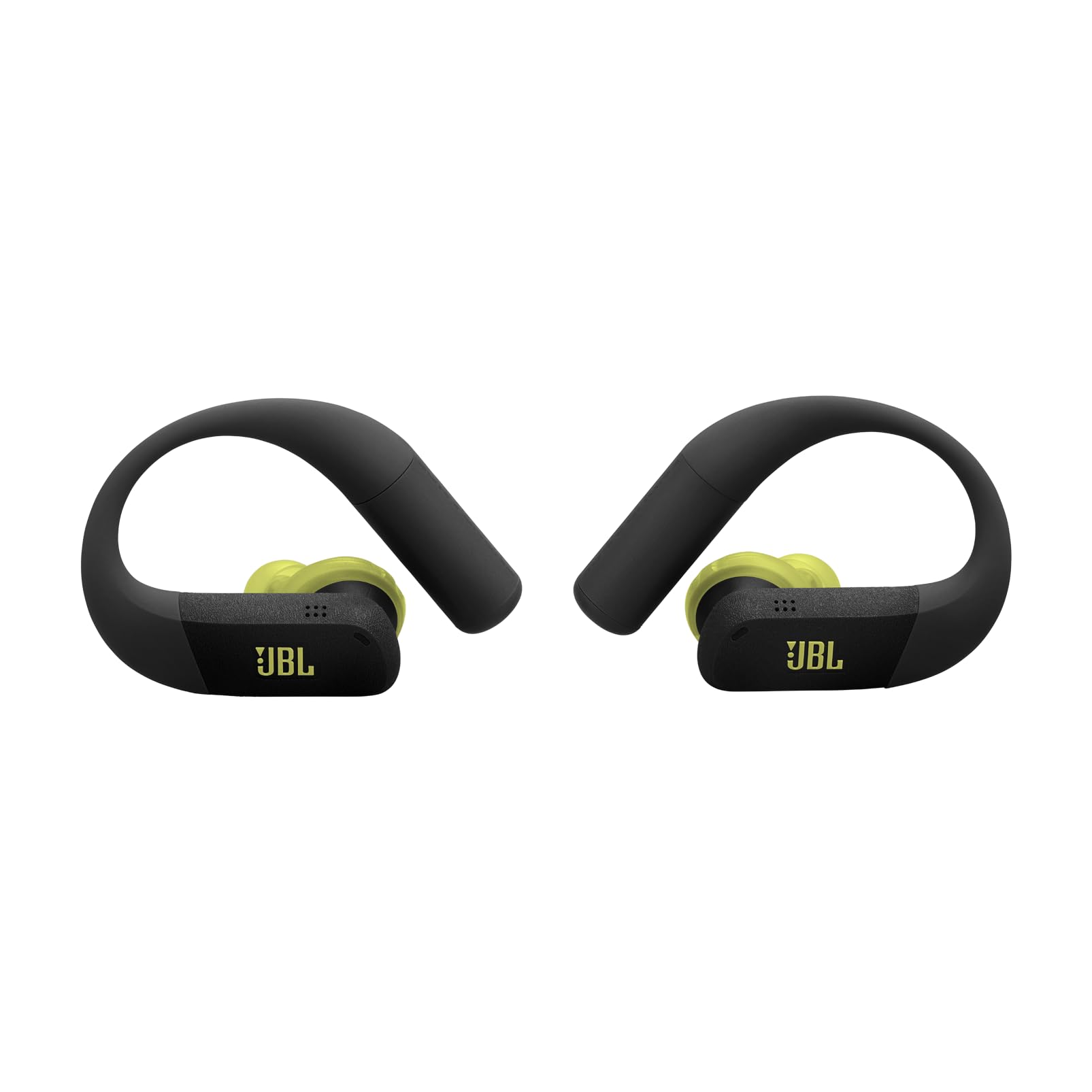 Écouteurs de sport sans fil JBLEndurance Peak4 à réduction de bruit intra-auriculaire BT, 48hrs d'autonomie, TwistLock Secure Fit, étanche à l’eau et à la poussière IP68,son JBL Pure Bass, noir/citron