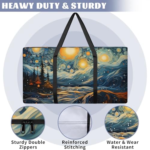 Cartoon Galaxy Extra Large Moving Bags Heavy Duty Storage Bags Bright Galaxy Cloth Wrap Around Handles Double Zipper Reusable Convenient Foldable Storage Tote for Travel Camping Space Save3