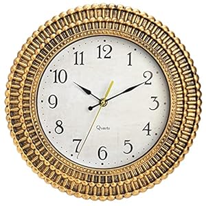 Bekith Wall Clock 12 Inch Silent Non-Ticking Retro Wall Clocks Battery Operated, Round Vintage Decorative Clock for Kitchen, Home, Office, Bedroom, Living Room, Bathroom, School