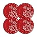 CARTAFFINI SRL Assiette plate, motif Homard Rouge, en mélamine, Ø 28 cm, H 2 cm, Lot de 4 assiettes Rouge