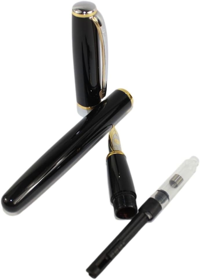 Gullor Classical Hero Fountain Pen M Nib Black with Push Tyle Ink Converter