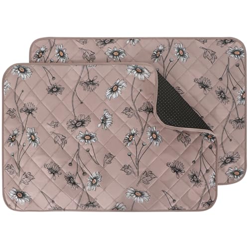Image of IEUUMLER Washable Pee Pads for Dogs, 2 Pack Non-Slip & Waterproof Pack Whelping Pad, Reusable Puppy Potty Training Pad with Fast Absorbent for Playpen EU007 (Muted Coffee Daisy, 36 inchX24 inch-2pcs)